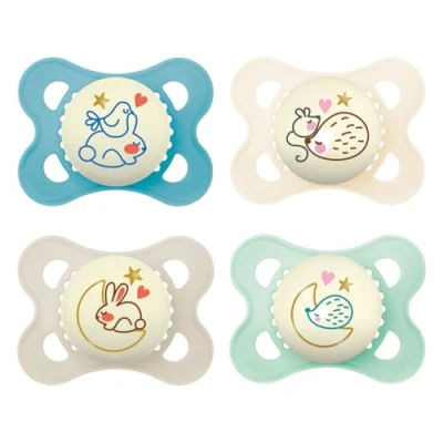 Imagen de MAM Original Night Juego de 4 chupetes Silicona (0 6 Meses, Brillan en la Oscuridad, respetuosos con los Dientes, Incluye 2 Cajas Transporte esterilización)