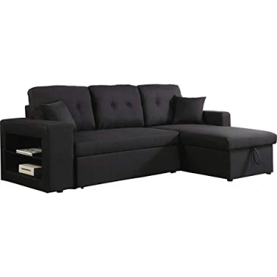 Imagen de Habitat et Jardin Sofá esquinero Convertible/Reversible Axel Negro