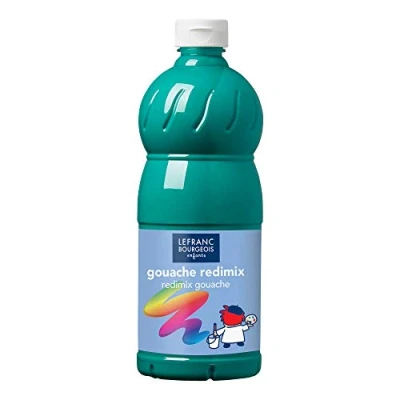 Imagen de Lefranc Bourgeois Educación, gouache líquida Redimix, témperas para niños, 1L verde de esmeralda, pinturas niños y manualidades