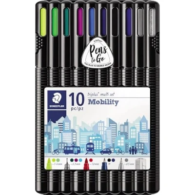 Imagen de STAEDTLER 34 SB10MS Triplus Mobile Work, Estuche exclusivo box, un surtido de 10 instrumentos escritura triplus, para oficina o llevar donde quieras, azul, Unidad (Paquete 1)