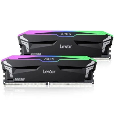Imagen de Lexar ARES RGB DDR5 RAM 32GB Kit (16GBx2) 6400 MHz, DRAM Memoria 288 Pin U DIMM, de computadora juegos para XMP 3.0/AMD EXPO, CL32 38 76, 1.4V (LD5EU016G R6400GDLA)