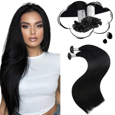 Imagen de Moresoo Extensiones Pelo Natural Con Queratina Para De Cabello Humano 50cm Extra #1 50S 50G