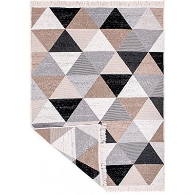 Imagen de Fashion4Home alfombra de pelo corto Boho Kelim salón, dormitorio y cocina, pasillo, habitación infantil, diseño a cuadros, color gris, saludos: 80 x 150 cm
