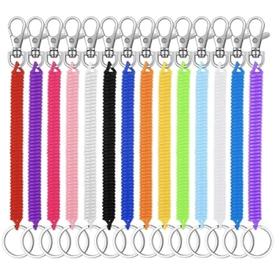 Imagen de SYEYCW 14 Piezas Llavero con Resorte, Espiral, Elástico Colorido, Retractil Llavero, para Llaves, Billetera, Teléfono Celular y Otros Artículos Importantes, Colores