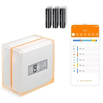 Imagen de NETATMO Termostato inteligente y conectado de ahorro energía, WiFi, controla la calefacción forma remota mediante aplicaciónCompatible con Calderas Individuales, NTH01 AMZ