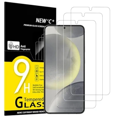 Imagen de NEW&#039;C 3 Piezas, Protector Pantalla para Samsung Galaxy S24 Plus / S24+ 5G, Cristal Templado Antiarañazos, Antihuellas, Sin Burbujas, Dureza 9H, 0.33 mm Ultra Transparente, Resistente