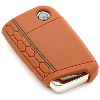 Imagen de VB Funda de Silicona para Llave Coche con 3 Botones, Color marrón