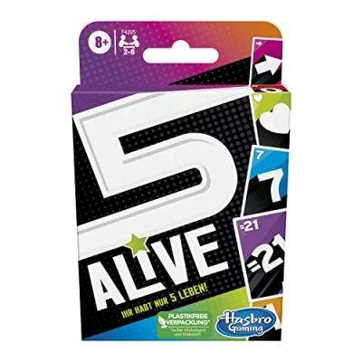 Imagen de Hasbro Gaming F4205100 Juego de cartas Five Alive, para niños y familias, Fácil aprender, A partir 8 años, 5 juegos 2 6 jugadores, Multicolor, Talla única