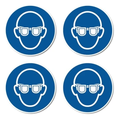 Imagen de Utilizar protección ocular: M004 DIN EN ISO 7010 / ASR A1.3 pegatina: diámetro 10 cm, 4 unidades