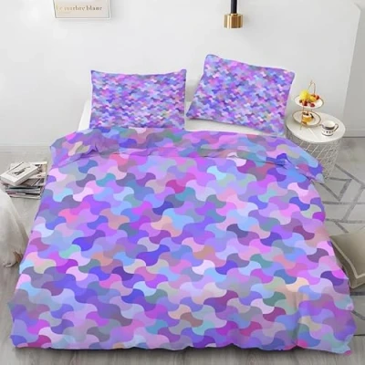 Imagen de Funda Nordica Cama 135/150 Rayas Violeta Claro Estampado Edredon Microfibra Suave Fundas Nordicas 240x220 y 2 de Almohada 50x75 cm PatróN Nórdicas con Cremallera