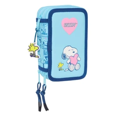 Imagen de Snoopy Love Estuche Escolar con 37 Útiles Incluidos, Infantil, Niño, Ideal para Niños de 5 a 14 Años, Cómodo y Versátil, Calidad Resistencia, 12.5x5.5x19.5 cm