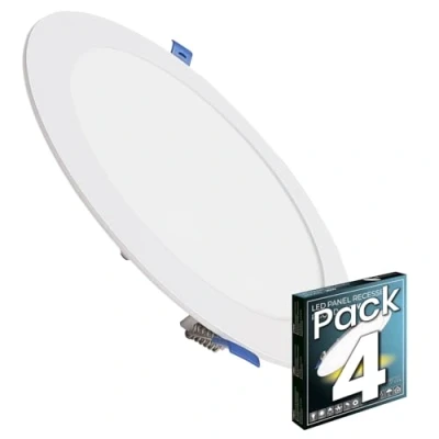 Imagen de LED ATOMANT Pack 4x Downlight Panel Extraplano Redondo 220mm 20W, 2100 lumenes, Color Luz Fria (6500K), Corte estandar 200mm, Driver incluido