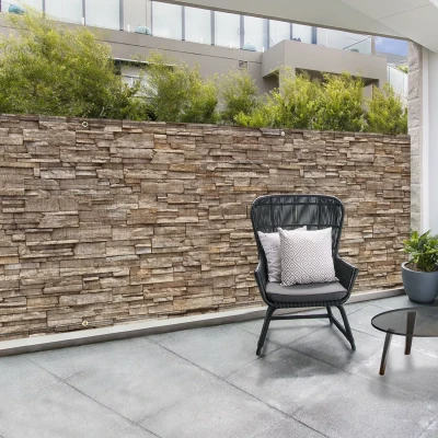 Imagen de IDMarket Brisa para vistas opacas 1 x 10 m, diseño de piedra 160 gr/m²