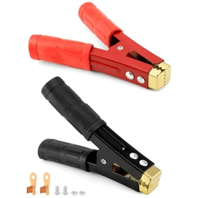Imagen de QWORK® 2 Piezas 1000A Pinzas de Cocodrilo Abrazaderas para Cables Puente, Batería, con Fundas Aislantes Puente Auto