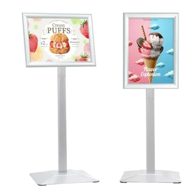Imagen de STANDNEE A3 soporte de exhibición piso letrero, carteles Pedestal Letreros pie para anuncios, menú, aviso, fiestas (plata)