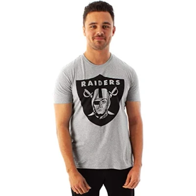 Imagen de NFL Football Las Vegas Raiders Logo Camiseta Gris de Manga Corta para Hombre