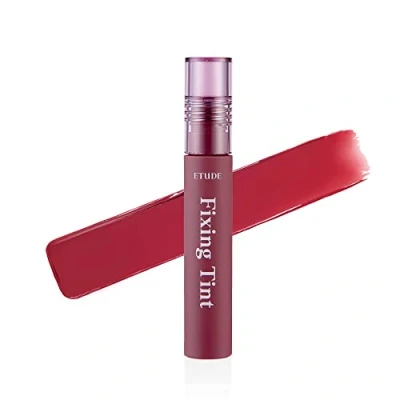 Imagen de Etude House tinte Fijador 4g Lápiz labial líquido de alta pigmentación larga duración, para labios, resistente al agua, acabado mate liviano, cobertura completa (#07 Cranberry Plum)