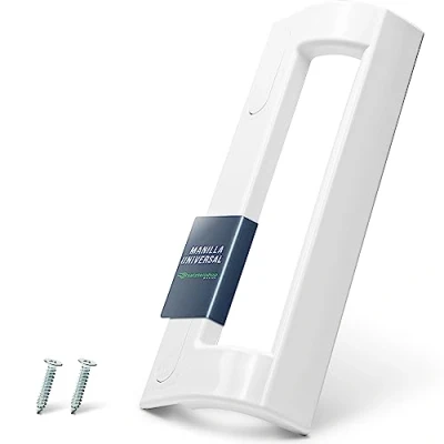 Imagen de Tirador universal para frigorífico, 200 x 70 mm, color blanco, frigorífico y congelador, con distancia de fijación 82 163 compatible Bosch, Siemens