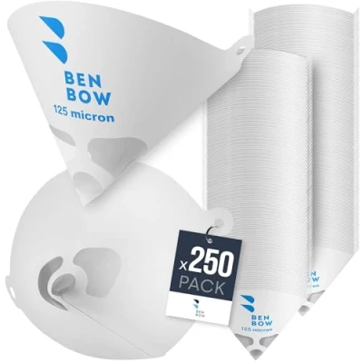 Imagen de BenBow Filtro de Pintura 125µ x 250 Unidades Papel desechable con Malla Nylon para filtrar Pinturas y Barnices impurezas