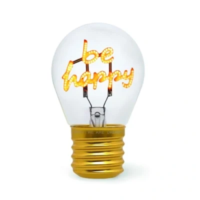 Imagen de Legami Lámpara de Mesa en Forma Bombilla, recargable con Cable USB, inalámbrica, Ficción Tema Be Happy, 6,8 x 10,3 cm