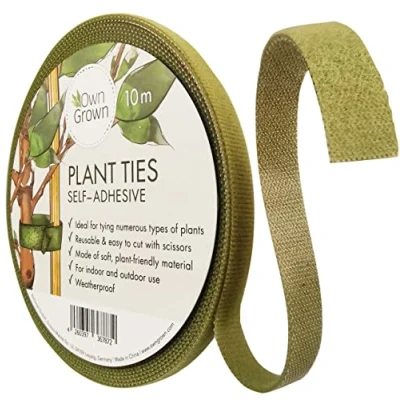 Imagen de OwnGrown Brida para Plantas de Cinta autoadhesiva: 10 m Material Adhesivo Extra Fuerte sujeta resiste la Intemperie Reutilizable tutores Verdes trepadoras y Interior