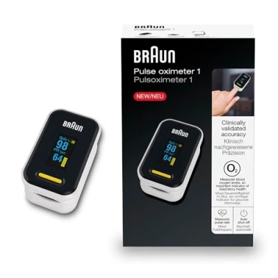 Imagen de Braun Yk 81Ceu Pulsioxímetro 1 (Saturación de Oxígeno, Niveles Oxígeno en Sangre, Dispositivo Médico Certificado Clínicamente Preciso)