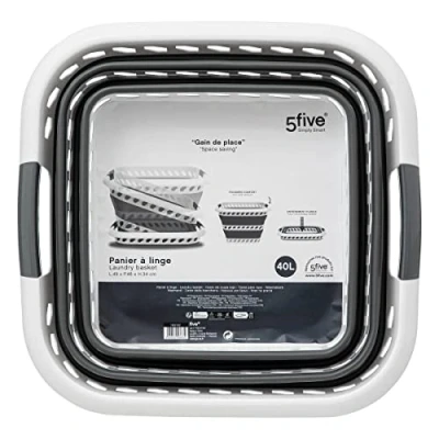 Imagen de 5five cesto de la Ropa Plegable 40l Gris y Blanco