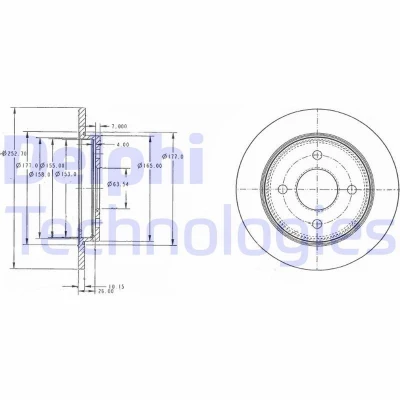Imagen de DELPHI BG3054C Disco de freno 253 10 4 macizo revestido sin procesar cojinete rueda, anillo sensor ABS FORD: Focus Mk1 Hatchback, FIESTA 6