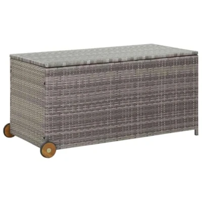 Imagen de vidaXL Caja Almacenaje Jardín Baúl Cofre de Almacenamiento Decoración Patio Hogar Habitación Dormitorio Ratán Sintético Gris Claro 120x65x61 cm