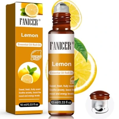 Imagen de Roll On Aceite Esencia, Esencial para Aromaterapia, Regalo de Perfume, Aliviar el estrés y relajar cuerpo la mente, Se puede llevar consigo, Limón, 10ML