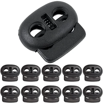 Imagen de Cierre de Cordón 2 Orificio, 22 x 20 mm, Orificio 5 Ideal para Cierres 4 Paquete 10, Goma, Cordones Liberación Rápida, Corredera Cordon, Tope Chaqueta