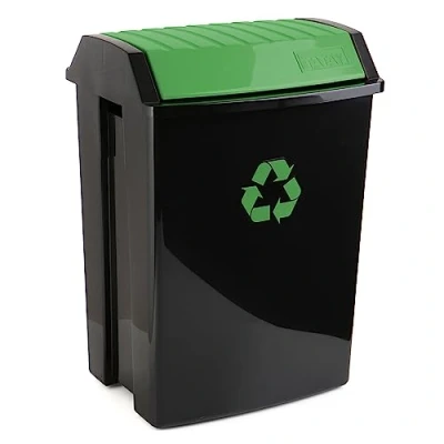 Imagen de Tatay Cubo de Reciclaje, 50 L Capacidad, Tapa Basculante, Polipropileno, Libre BPA, Anti UVA, Color Verde, Medidas 40.5 x 33.5 57.5 cm