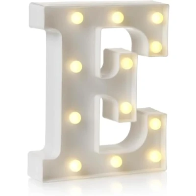 Imagen de Letrero LED de letras y números del alfabeto, lámpara decorativa para el hogar, fiesta cumpleaños, eventos, luces nocturnas, 22 cm (E)