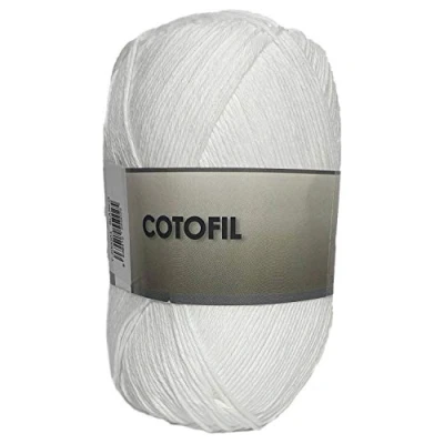 Imagen de Hilo Ovillo de Cotofil 100% Algodón perfecto para DIY y tejer a mano (Color Blanco 100 g, aprox. 250 metros)