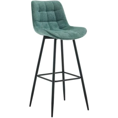 Imagen de CLP Taburete de Bar Dartford en Tela o Terciopelo I Silla Alta Cocina Moderna con Base metálica 4 Patas, Color:Verde Claro, Material:Tela