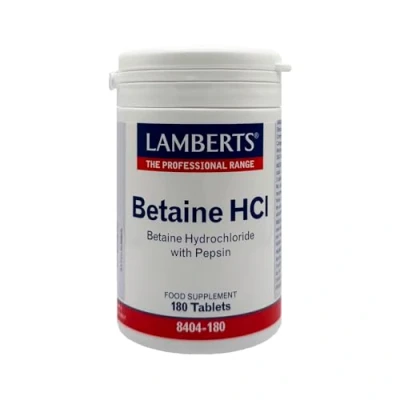 Imagen de Lamberts Betaína HCl 324mg Pepsina 5mg 180 Tabletas, 169.9 gramo, 1