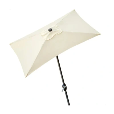 Imagen de Aktive 53879 Sombrilla rectangular para balcón, Parasol terraza, rectangular, terraza jardín, 200x120 cm, color crema, mástil aluminio