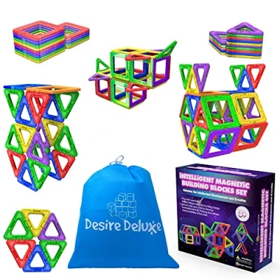 Imagen de Desire Deluxe Bloques de Construcción Magnéticos Infantiles Juego Creativo Educativo 30 Piezas Formas Geométricas con Imanes para Estimular la Imaginación Niños y Niñas
