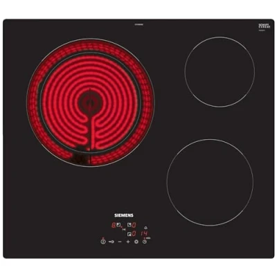Imagen de Placa vitrocerámica Siemens ET61RBKB8E, 3 zonas, Zona Gigante Doble de 28 cm, Display Touch Control, Negro