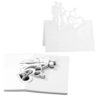 Imagen de tarjetas Mesa, 50 de nombre boda blancas lugar papel perlado, número asiento hueco para bodas, fiestas, banquetes