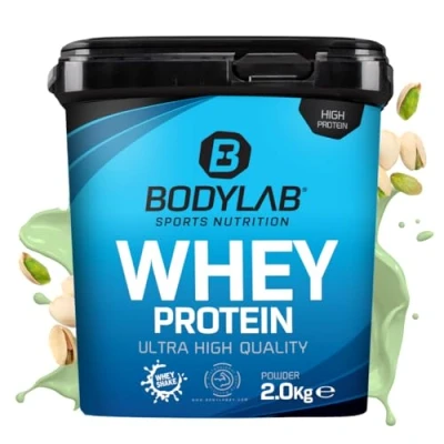Imagen de Bodylab24 Whey Protein Powder Pistacho 2kg, polvo rico en proteína para músculos más fuertes, la de suero puede promover construcción músculo, con 80% proteína, sin aspartamo