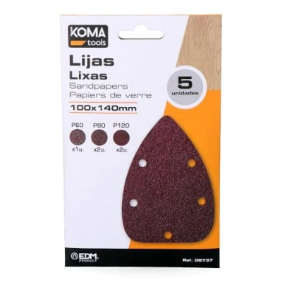 Imagen de SET 5 LIJAS PARA LIJADORA REF: 08707 KOMA TOOLS EDM