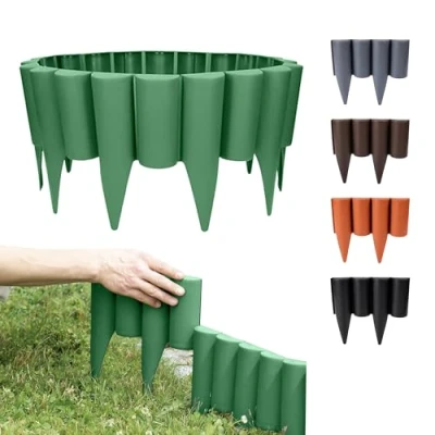 Imagen de GARDENIX 2.5 m madera Cercado para Bancal Césped Jardín Palisade Valla verde