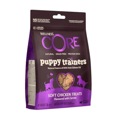 Imagen de Wellness CORE Puppy Trainers, Pollo y Zanahoria, 170 g, golosinas para Cachorros, sin azúcar añadido, Cereales, con Alto Contenido de Carne, Entrenamiento