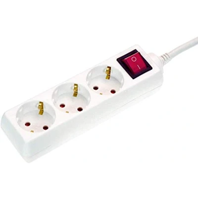 Imagen de as Schwabe Regleta de enchufes triple con interruptor, 45 girado, cable 5m, protección contacto, toma corriente múltiple para interiores, 230V, 16A, IP20, blanco,11371