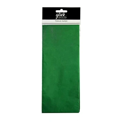 Imagen de Glick Cuatro hojas de papel seda verde botella perfectas para envolver Navidad, cada hoja 750 mm x 500 verde, regalos,