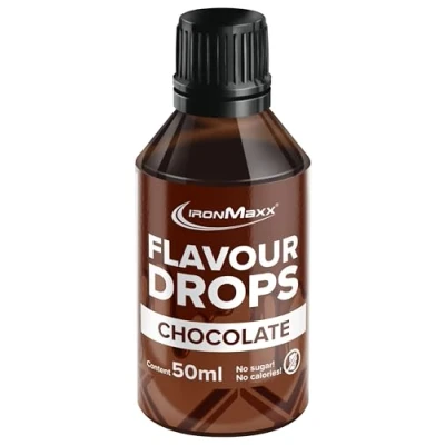 Imagen de IronMaxx gotas Sabor Chocolate 50ml sin calorías y azúcar saborizantes veganas para endulzar alimentos práctico tapón cuentagotas