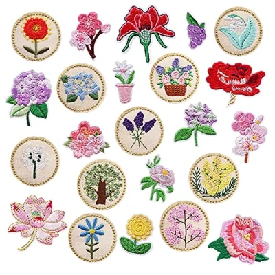 Imagen de Woohome Patch Sticker, 23 Pz Parche Termoadhesivo de Mezclado Flores, Parches Ropa Termoadhesivos para Ropa, Mochila, Gorras, Repara