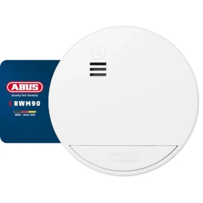 Imagen de ABUS Detector de humo RWM90 con batería reemplazable 5 años Certificado DIN EN14604 adecuado para viviendas 85 dB volumen alarma blanco