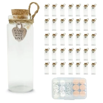 Imagen de LOYONAL Mini Botellas De Cristal, Frascos 35 Pcs 20ml Cristal Con Corcho, Boda, Botellitas Tapon Corcho
